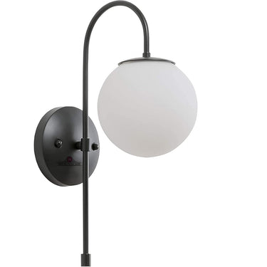 Improvhome Modern Metal Wall Sconce with Globe Shade Black