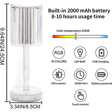 JD FRESH Crystal RGB Night Lamp – LED Touch Rose Lamp