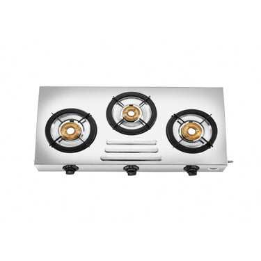 Maharaja Whiteline Aventus 3 Burner Gas Stove - Stainless Steel, Silver






