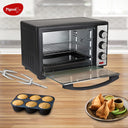 Samosa and and Cake made by Pigeon 20L Electric Oven OTG with Grill & Rotisserie - Perfect for Grilling & Baking Cakes (Grey) by Bijli ki dukan