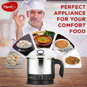 Pigeon Kessel Multipurpose Kettle 1.2L, 600W Stainless Steel (Black & Silver)