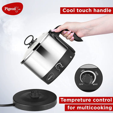 Pigeon Kessel Multipurpose Kettle 1.2L, 600W Stainless Steel (Black & Silver)