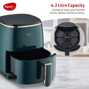 Pigeon Healthifry Digital Air Fryer with 4.2L Non-Stick Basket, 1200W – Green Bijli ki Dukan