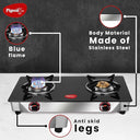 Pigeon Stainless Steel Ayush Glasstop 2 Burner Gas Stove
