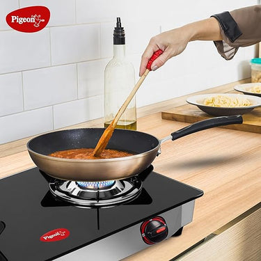 kdhai fry in Pigeon Stainless Steel Ayush Glasstop 2 Burner Gas Stove (Black)
