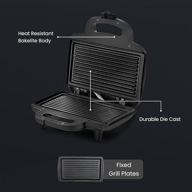 Prestige 800W Grill Sandwich Toaster – Non-Stick Heating Plates Black (PGMFB)